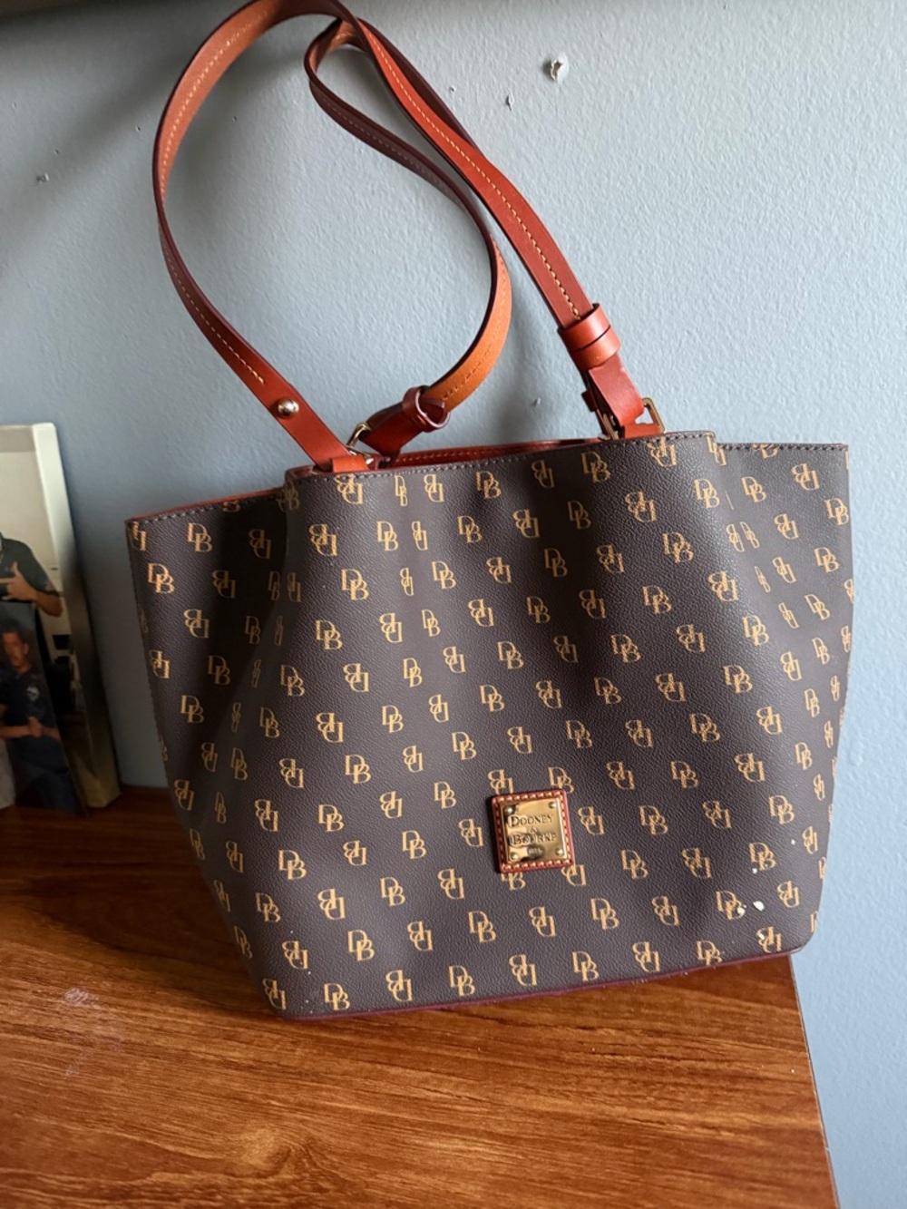 Dooney & Bourke Brown & Tan Logo Tote